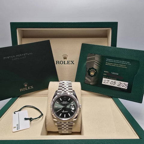 NEW 2025 FRESH Datejust 41mm 126334 Mint Green Jubilee Fluted Bezel UNWORN