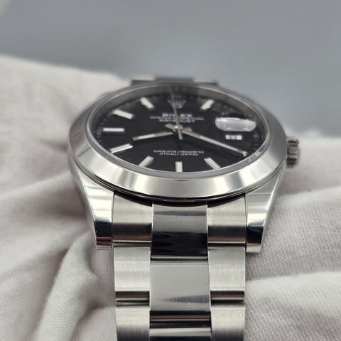 2024 PAPERS Rolex Datejust 41mm 126300 Black Stick Dial Smooth Bezel Oyster BOX