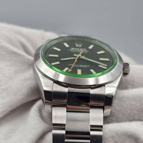 2023 PAPERS Rolex Milgauss 40mm Steel Black Dial Green Crystal 116400GV BOX