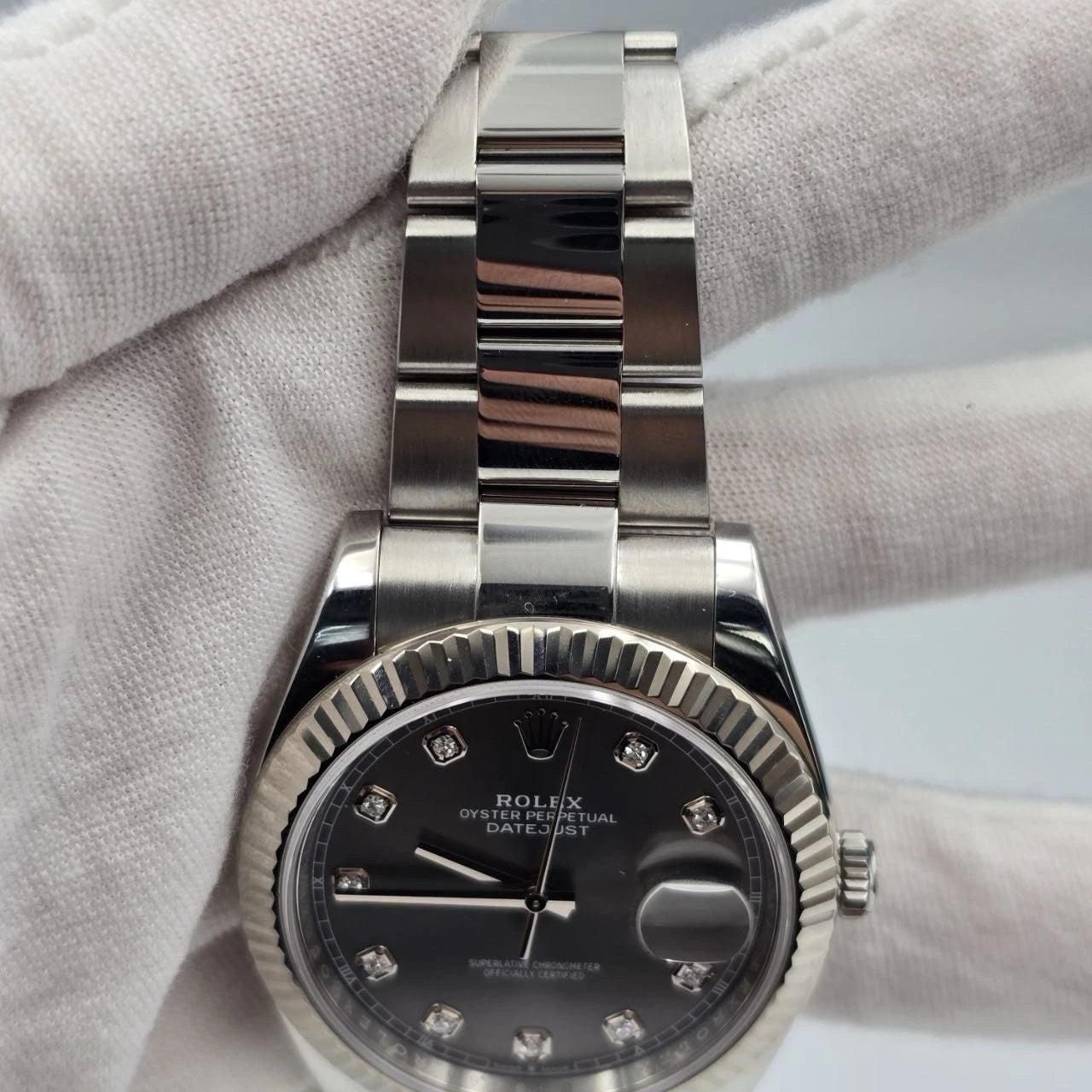 2023 PAPERS Rolex Datejust 41mm 126334 Oyster Rhodium Gray Diamond Dial BOX