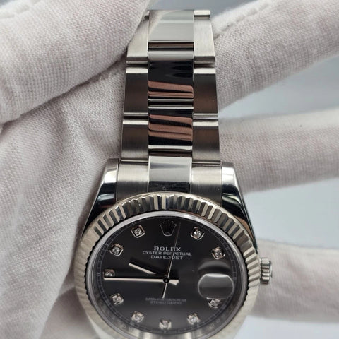 2023 PAPERS Rolex Datejust 41mm 126334 Oyster Rhodium Gray Diamond Dial BOX