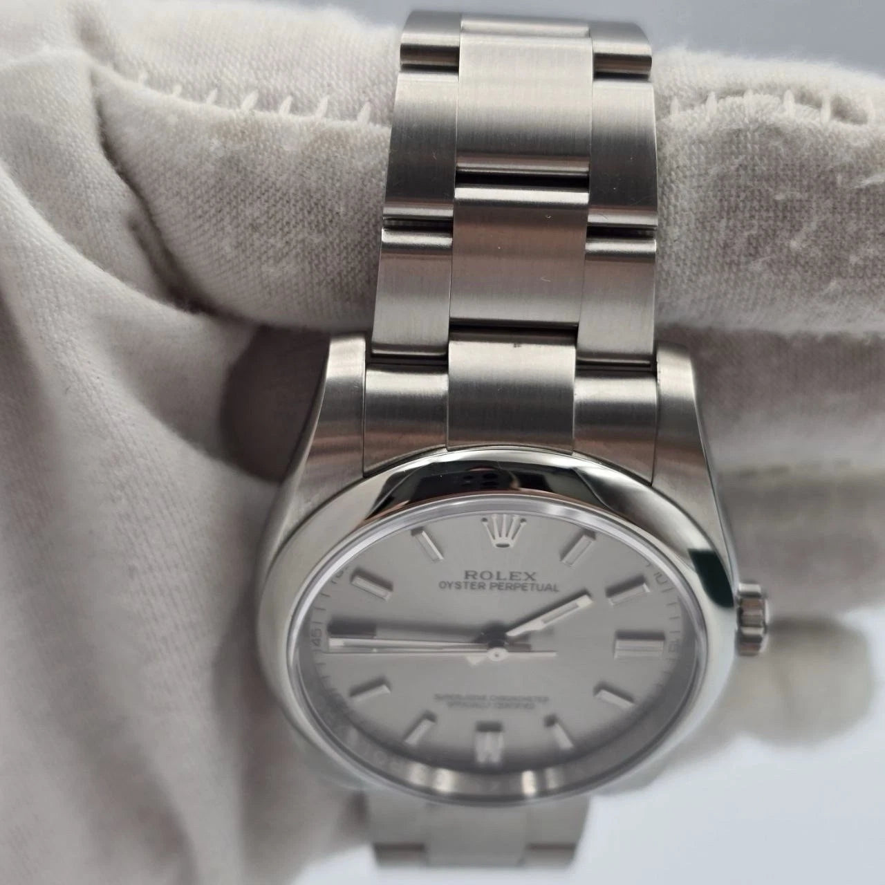 2019 PAPERS Rolex Oyster Perpetual Silver Stick Dial Steel 36mm 116000 BOX