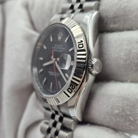 Rolex Datejust Turn-O-Graph Jubilee Black Dial Stainless Steel Watch 116264