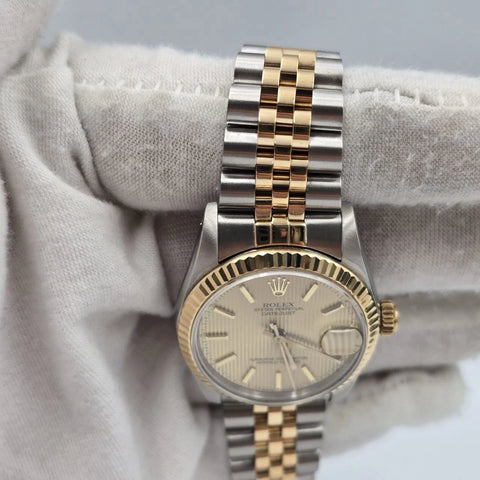 PAPERS Rolex Datejust Midsize Champagne Tapestry Dial Two-Tone 31mm 68273 Watch