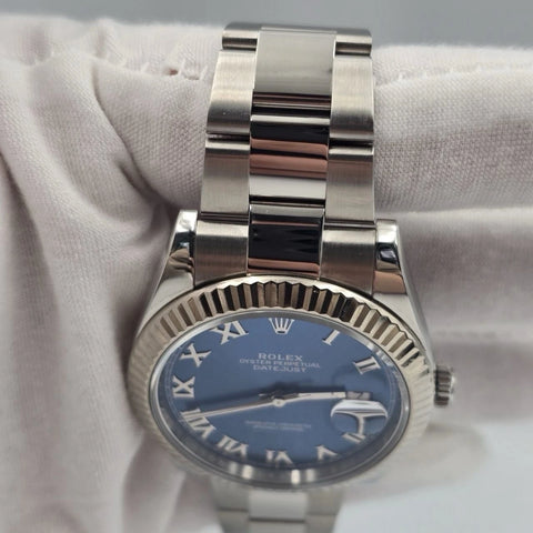 2022 PAPERS Rolex Datejust 126334 Steel Oyster Azzurro Blue Roman Dial 41mm BOX