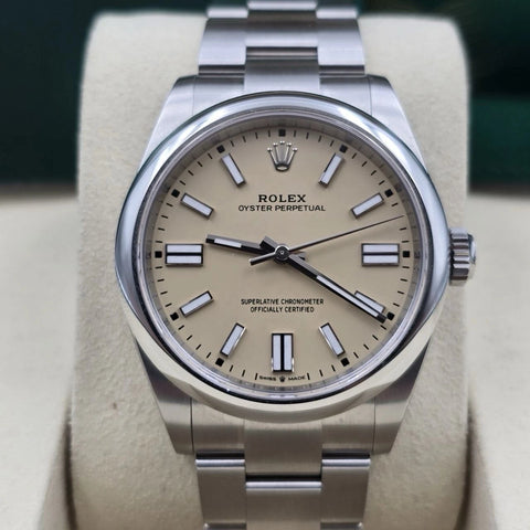 PAPERS 2025 Rolex Oyster Perpetual Stainless Steel 41mm Beige Dial 134300 BOX
