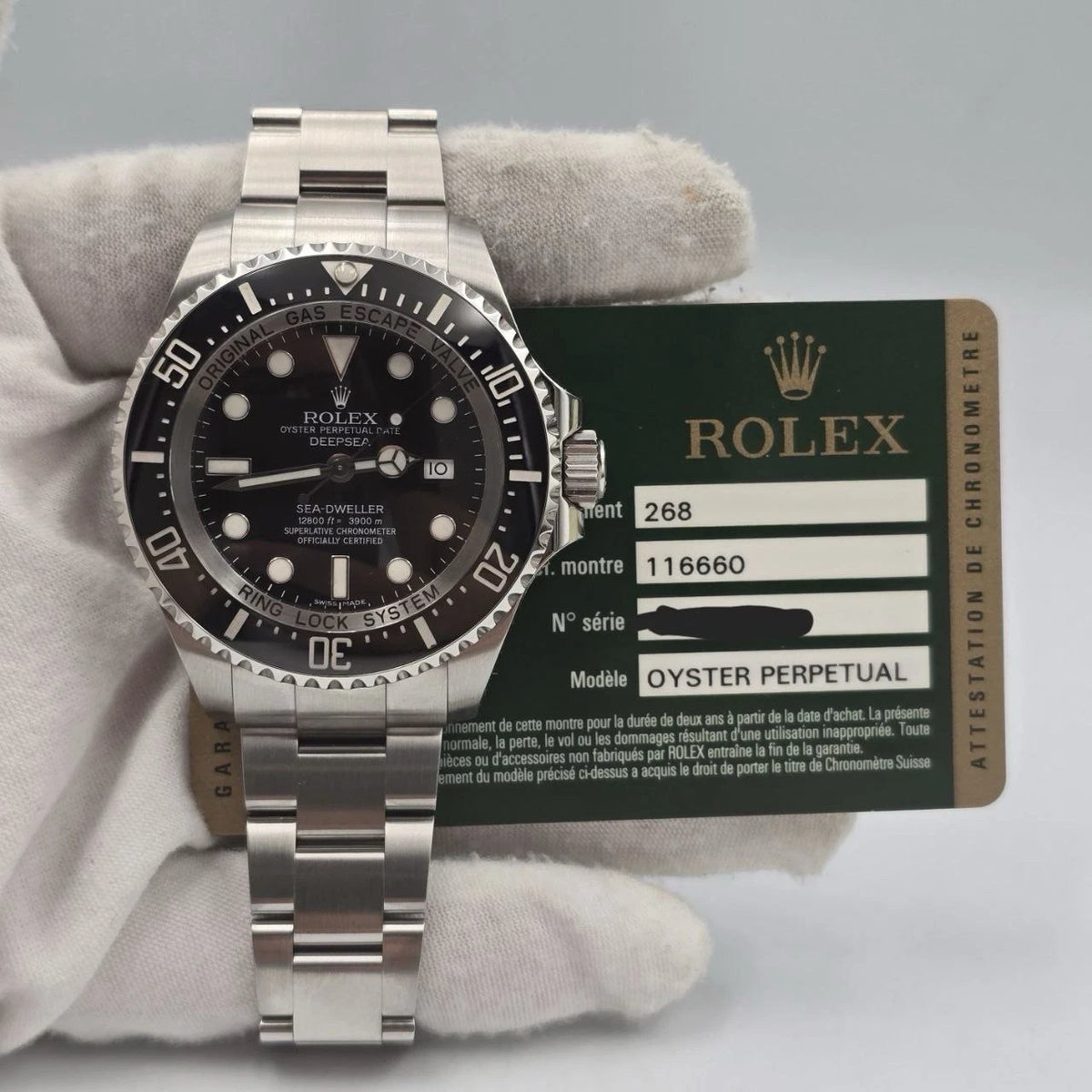 2012 PAPERS Rolex Sea-Dweller Deepsea 44mm Black Ceramic Steel Dive Watch 116660