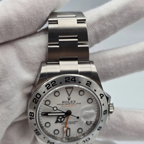 2021 PAPERS Rolex Explorer II 42mm 226570 Stainless Steel Polar White Dial BOX