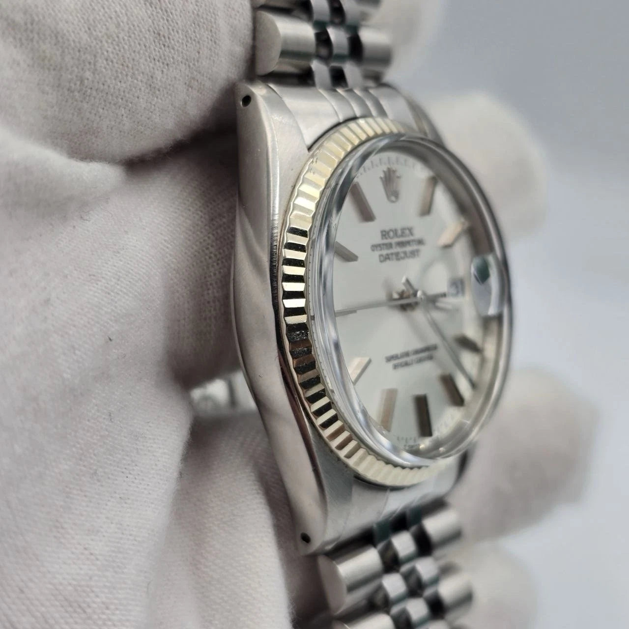 Rolex Datejust 36mm Oyster Perpetual 18k White Gold Steel Silver Dial 16014