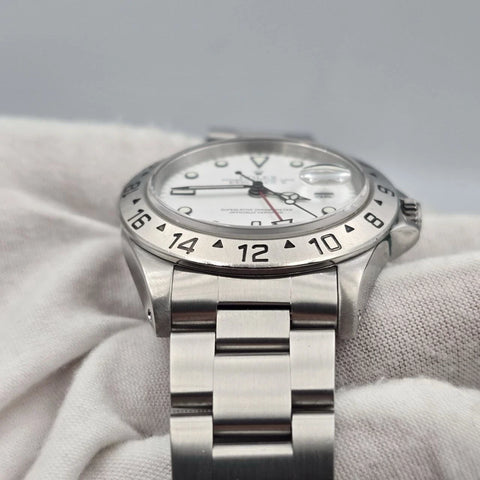 1999 PAPERS Rolex 16570 Explorer II Polar White Dial Stainless Steel 40mm Watch