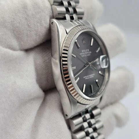Rolex Datejust Factory Grey Tapestry Dial Steel Jubilee 16234 36mm Watch