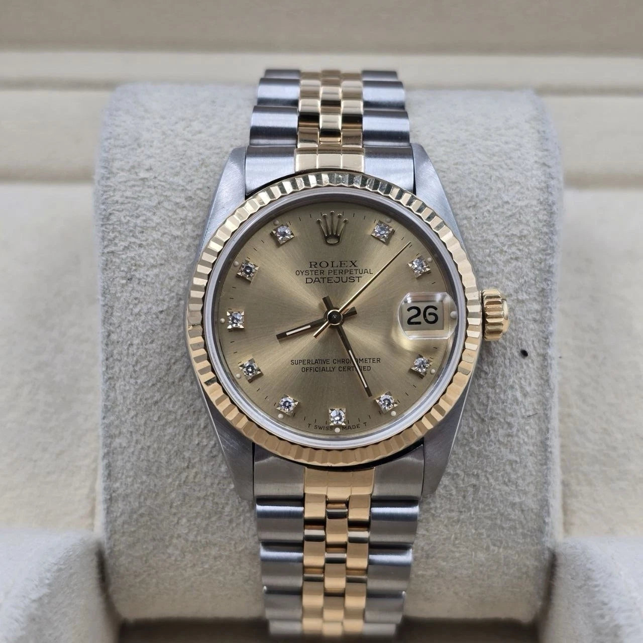 Rolex Datejust Midsize Champagne Diamond Dial Two-Tone Gold 31mm 68273 Watch