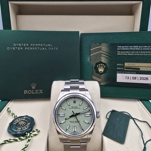 NEW 2026 Rolex Oyster Perpetual Pistachio Dial Stainless Steel 41mm 134300