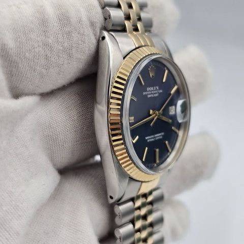 Rolex Datejust Two-Tone 18K Gold Factory Blue Dial Automatic 36mm 1601