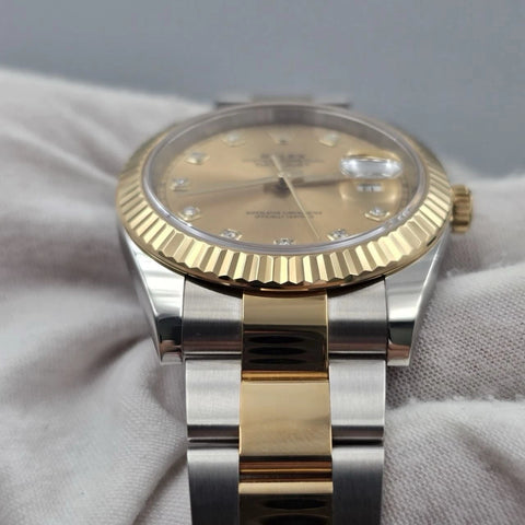 2020 PAPERS Rolex Datejust 41mm Champagne Diamond Dial Oyster 126333 BOX