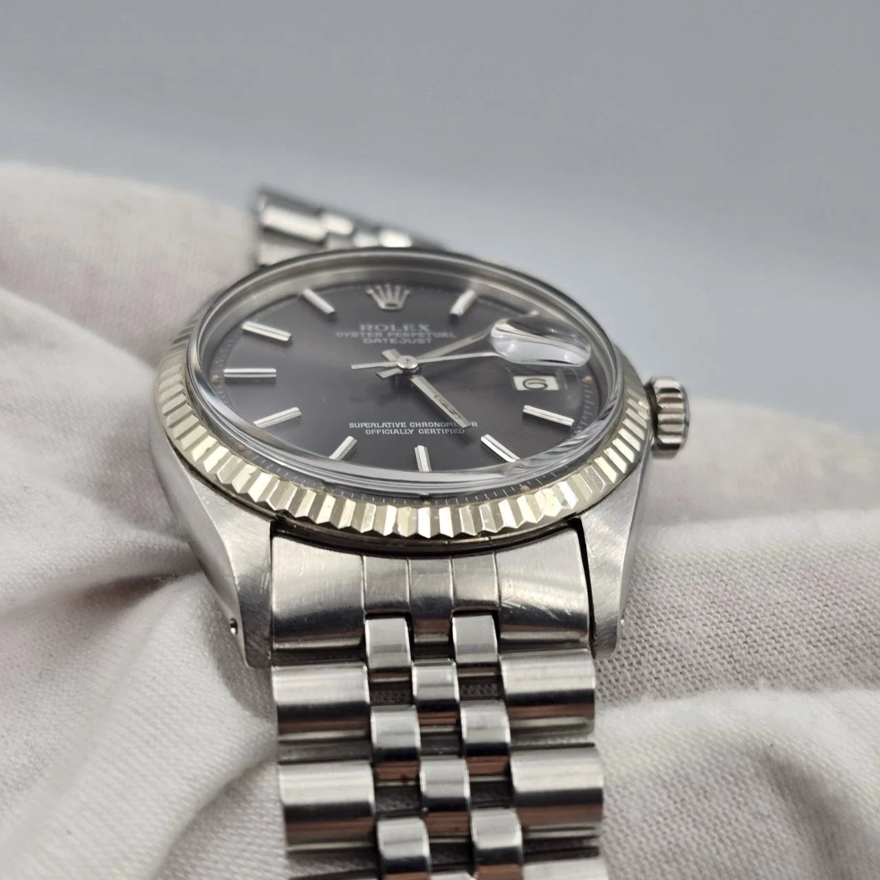 Rolex Datejust 1601 Stainless Steel Factory Grey Ghost Dial Jubilee 36mm Watch