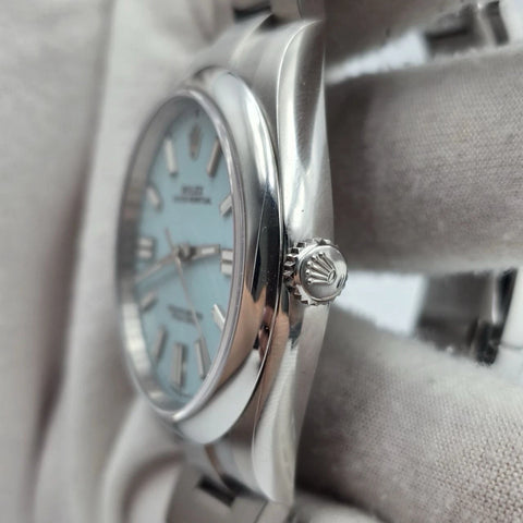2021 PAPERS Rolex Oyster Perpetual 41mm Turquoise Blue Steel 124300 BOX