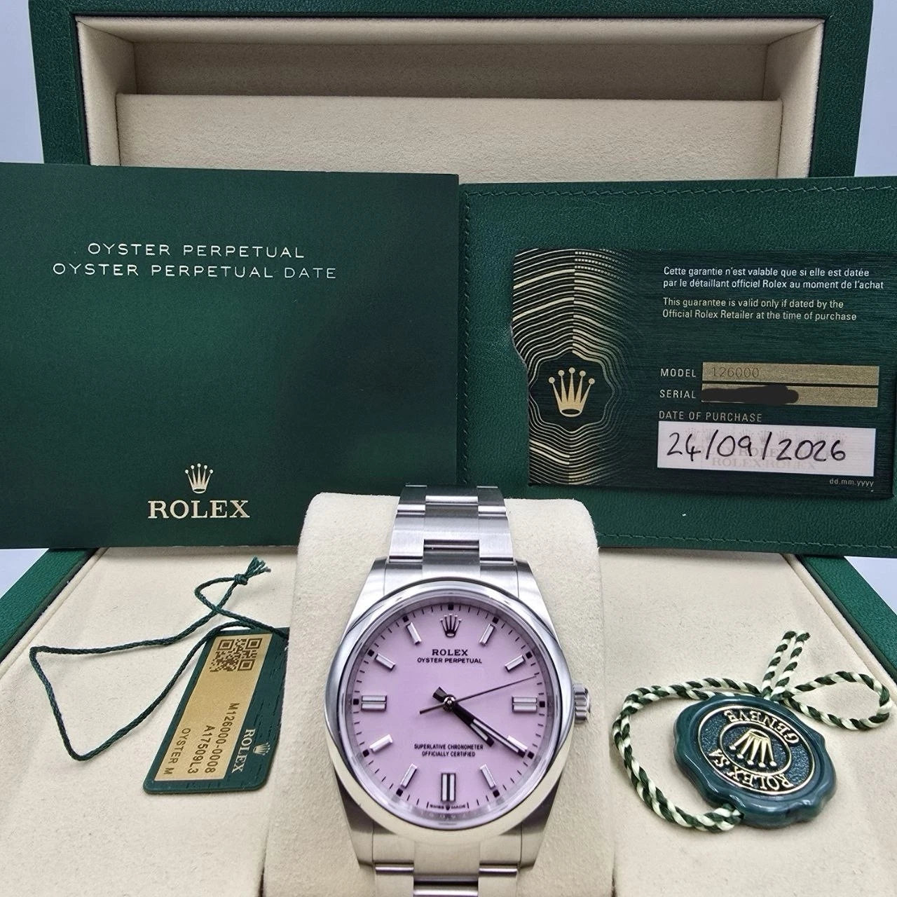 2026 NEW Rolex Oyster Perpetual Steel 36mm Candy Pink Dial 126000 UNWORN