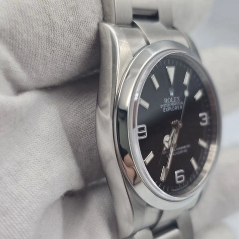 2008/2009 PAPERS Rolex Explorer l 114270 36mm Steel Black Dial Watch BOX