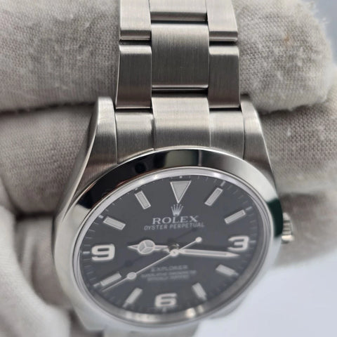 2010 Rolex Explorer I Black Stainless Steel 39mm Watch 214270
