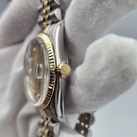 Rolex Datejust Champagne Diamond Two-Tone Yellow Gold Jubilee 16013 36mm Watch