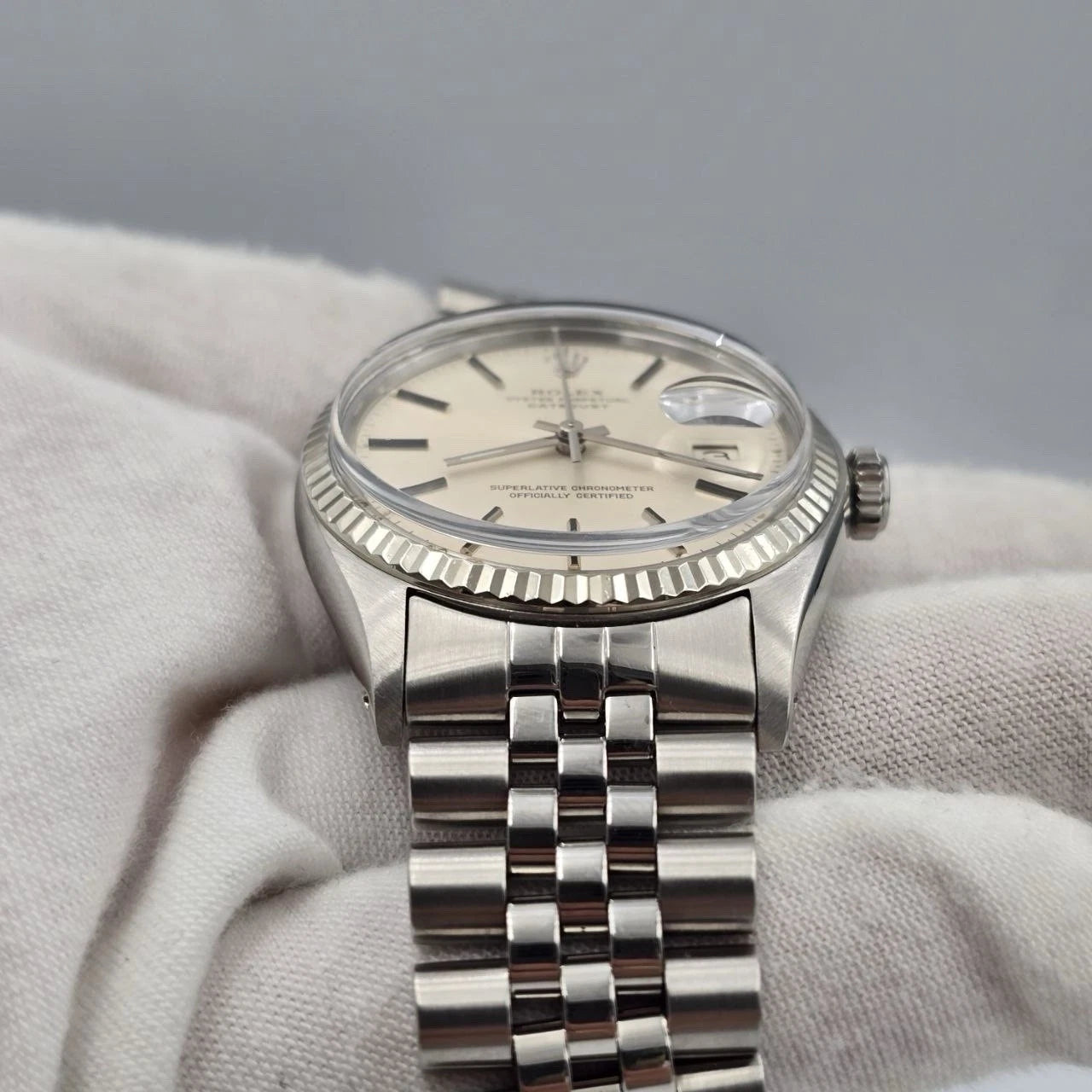 2015 RSC Rolex Datejust 36mm Oyster Perpetual White Gold Steel Silver Dial 16014
