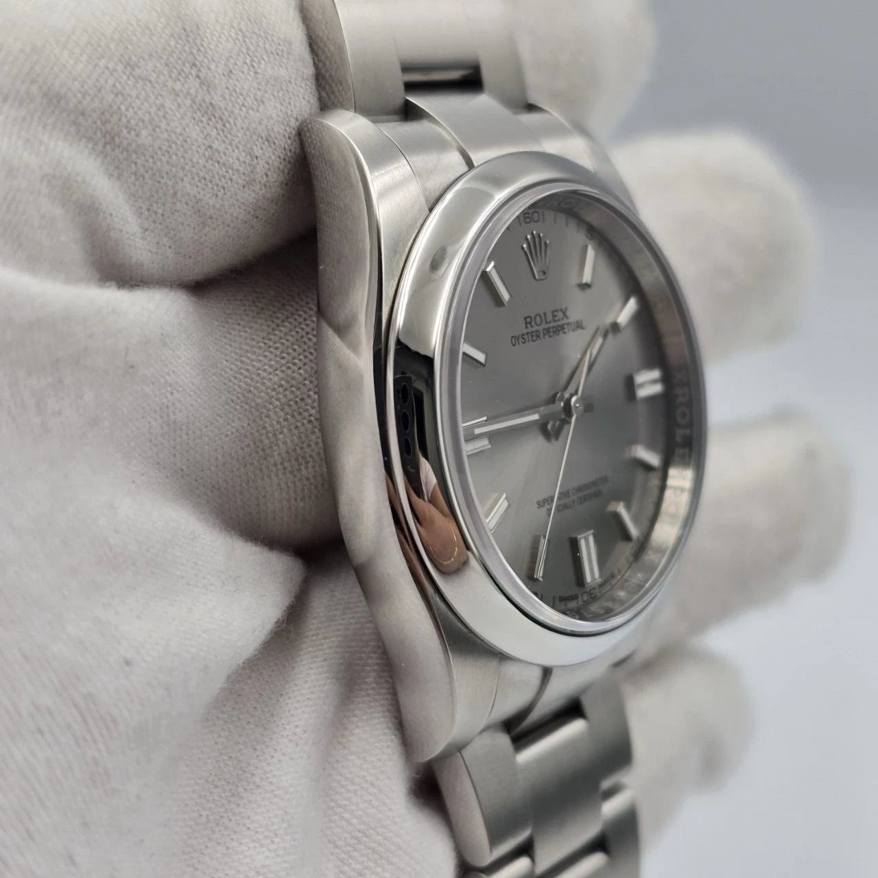 2019 PAPERS Rolex Oyster Perpetual Silver Stick Dial Steel 36mm 116000 BOX