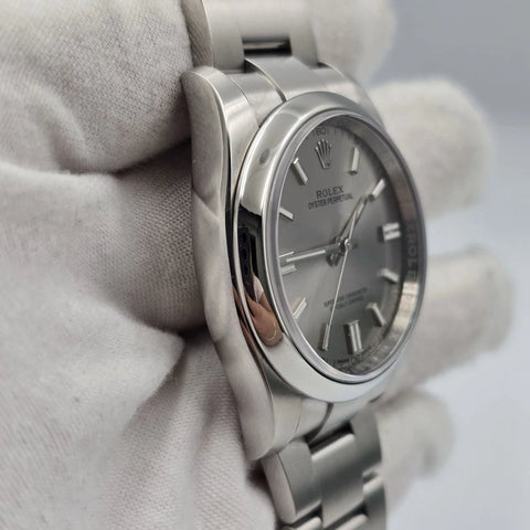 2019 PAPERS Rolex Oyster Perpetual Silver Stick Dial Steel 36mm 116000 BOX