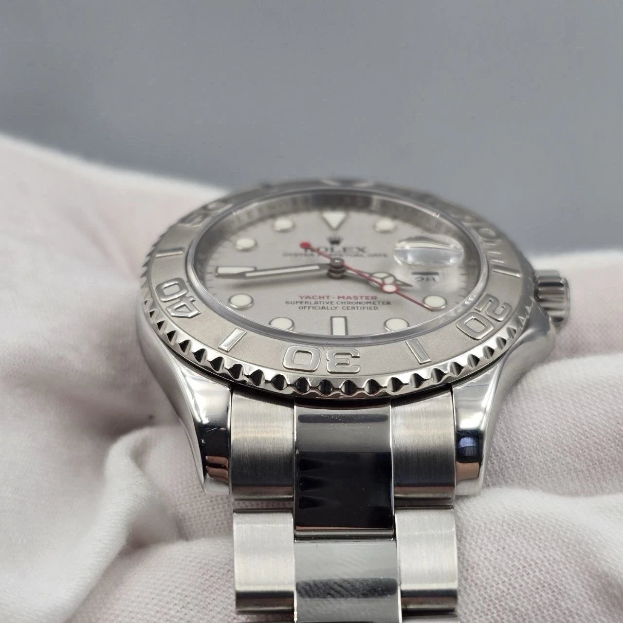 2007 Rolex Yacht-Master Platinum Dial Stainless Steel Oyster Watch 40mm 16622