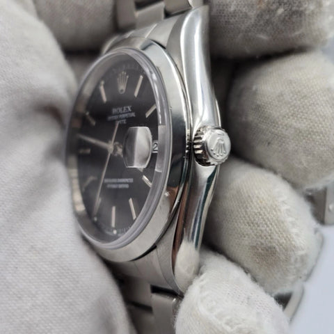 Rolex Oyster Perpetual Date 15200 Stainless Steel Black Dial 34mm Watch