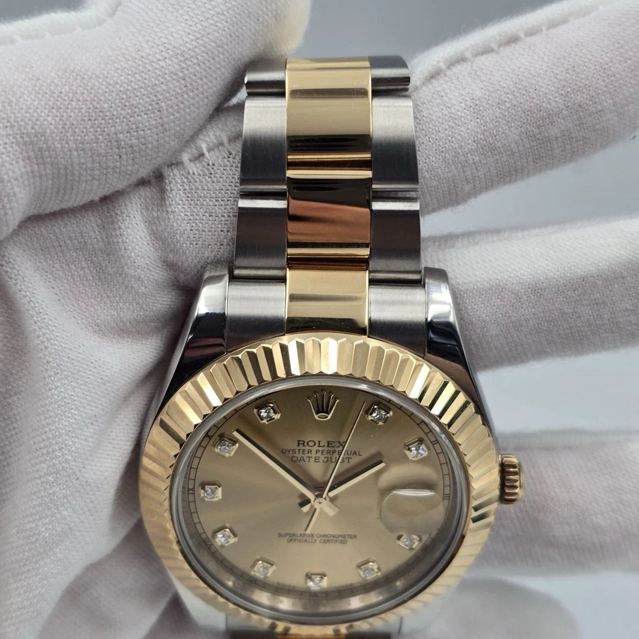 2014 PAPERS Rolex Datejust II Champagne Diamond Dial Oyster 41mm 116333 BOX