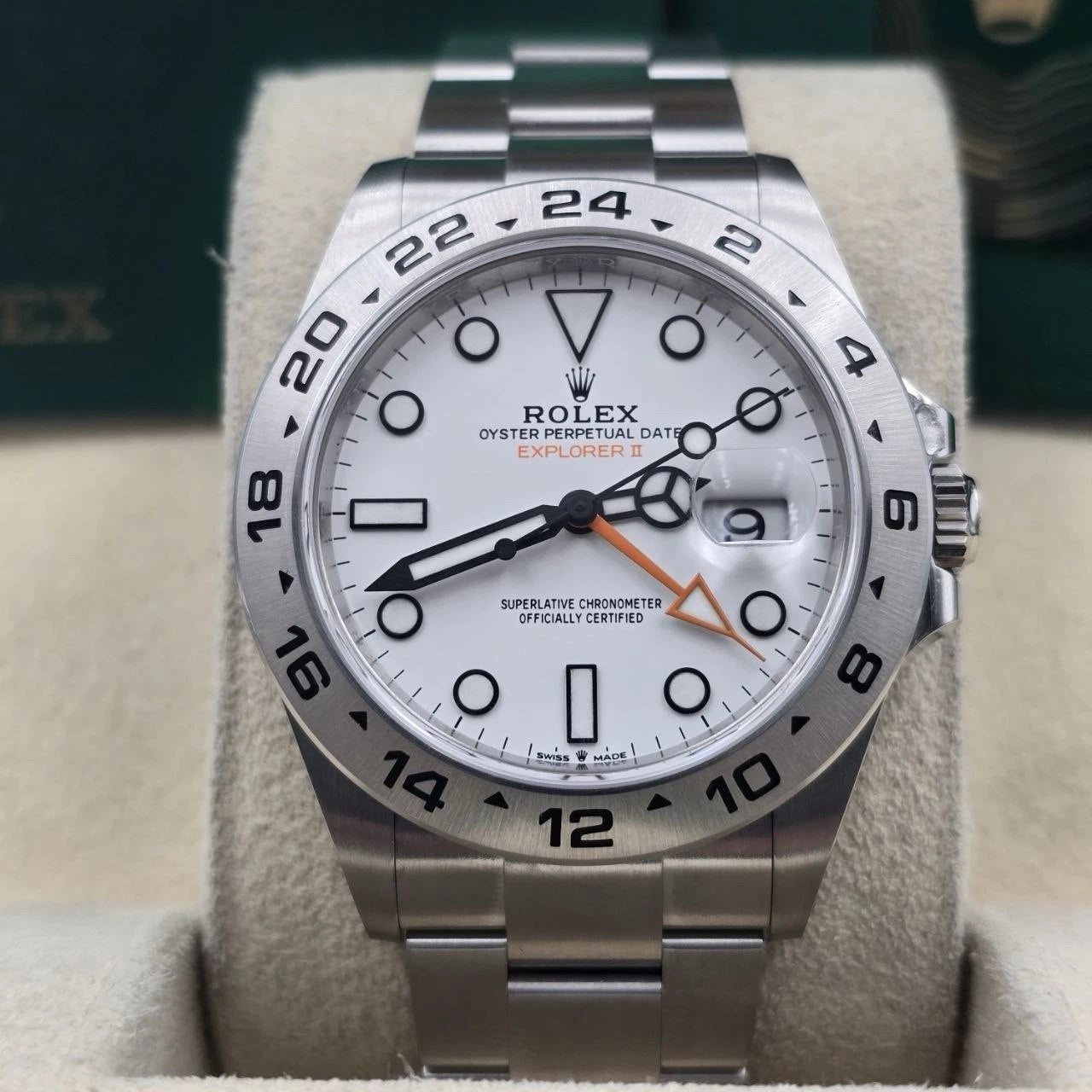 2022 PAPERS Rolex Explorer II 42mm 226570 Stainless Steel Polar White Dial BOX
