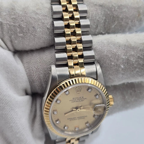 PAPERS Rolex Datejust Midsize Champagne Diamond Dial Two-Tone 31mm 68273 Watch