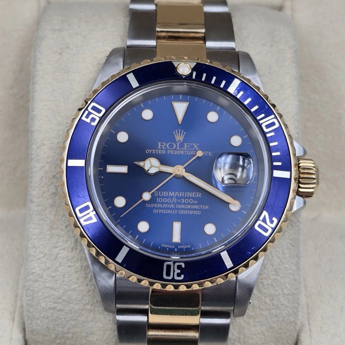 Rolex Submariner Date 16613 Blue Dial Gold Buckle Two Tone Steel Gold 40mm Watch