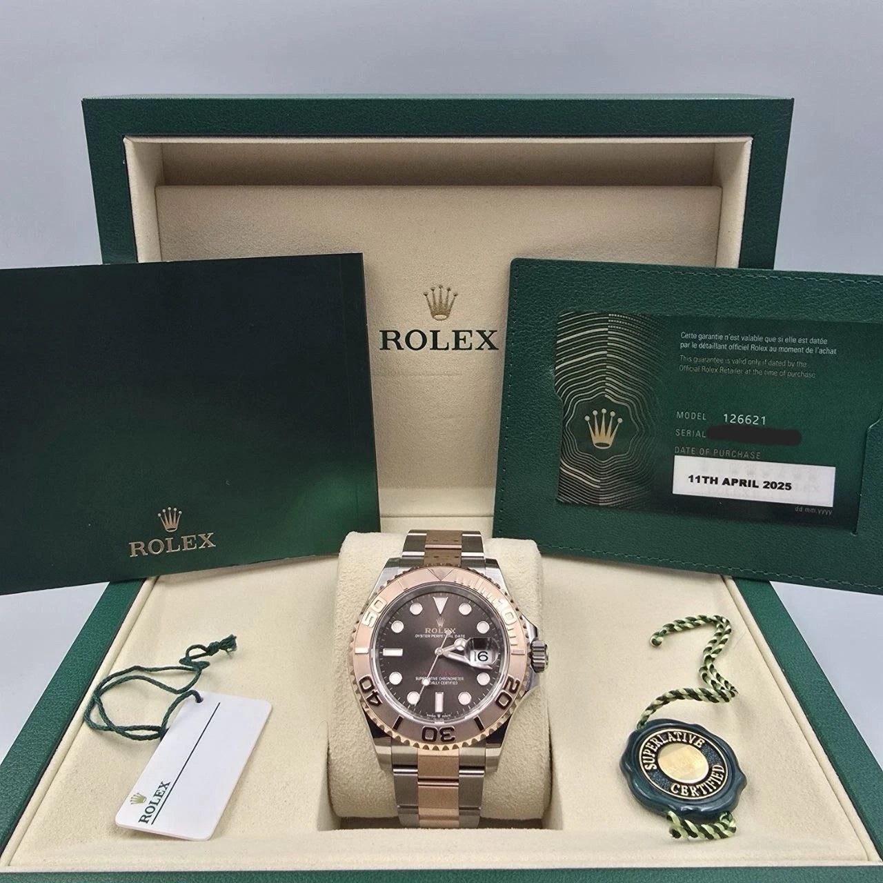 2025 NEW Rolex Yacht-Master Two Tone Rose Gold 40mm Chocolate Dial 126621 UNWORN