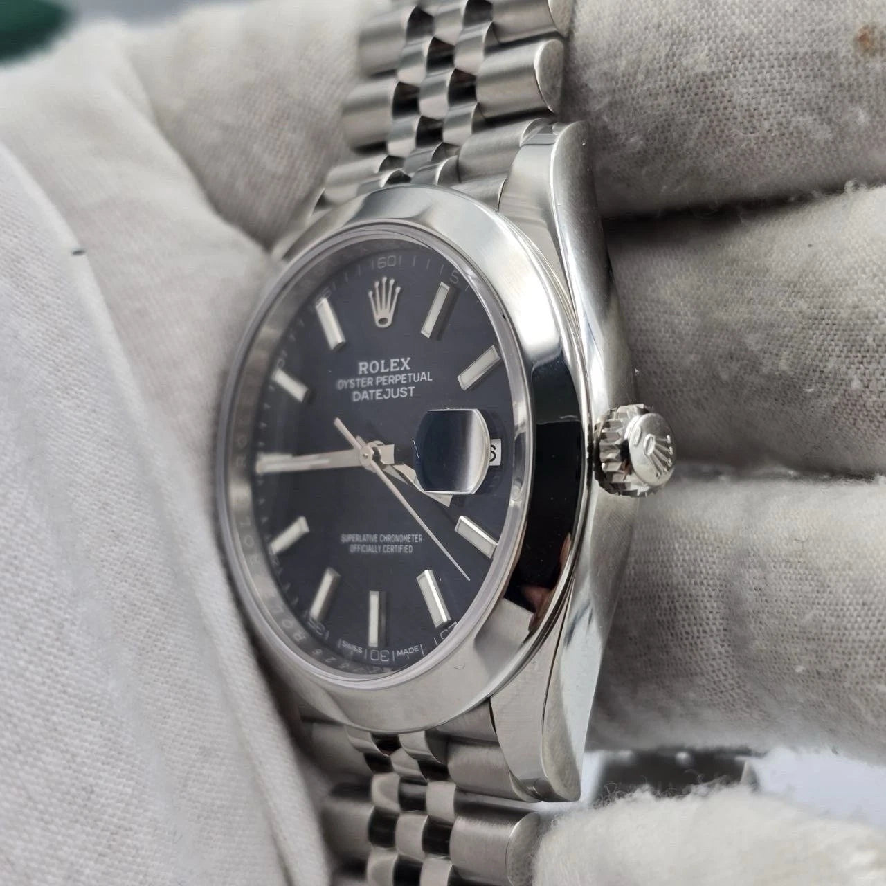 2018 PAPERS Rolex Datejust 41mm 126300 Blue Stick Dial Smooth Bezel Jubilee BOX