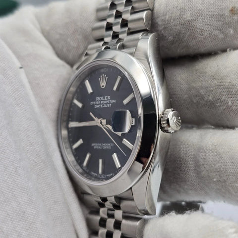2018 PAPERS Rolex Datejust 41mm 126300 Blue Stick Dial Smooth Bezel Jubilee BOX