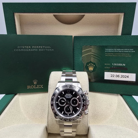 2024 PAPERS Rolex Cosmograph Daytona 40mm 126500LN Steel Black Dial BOX
