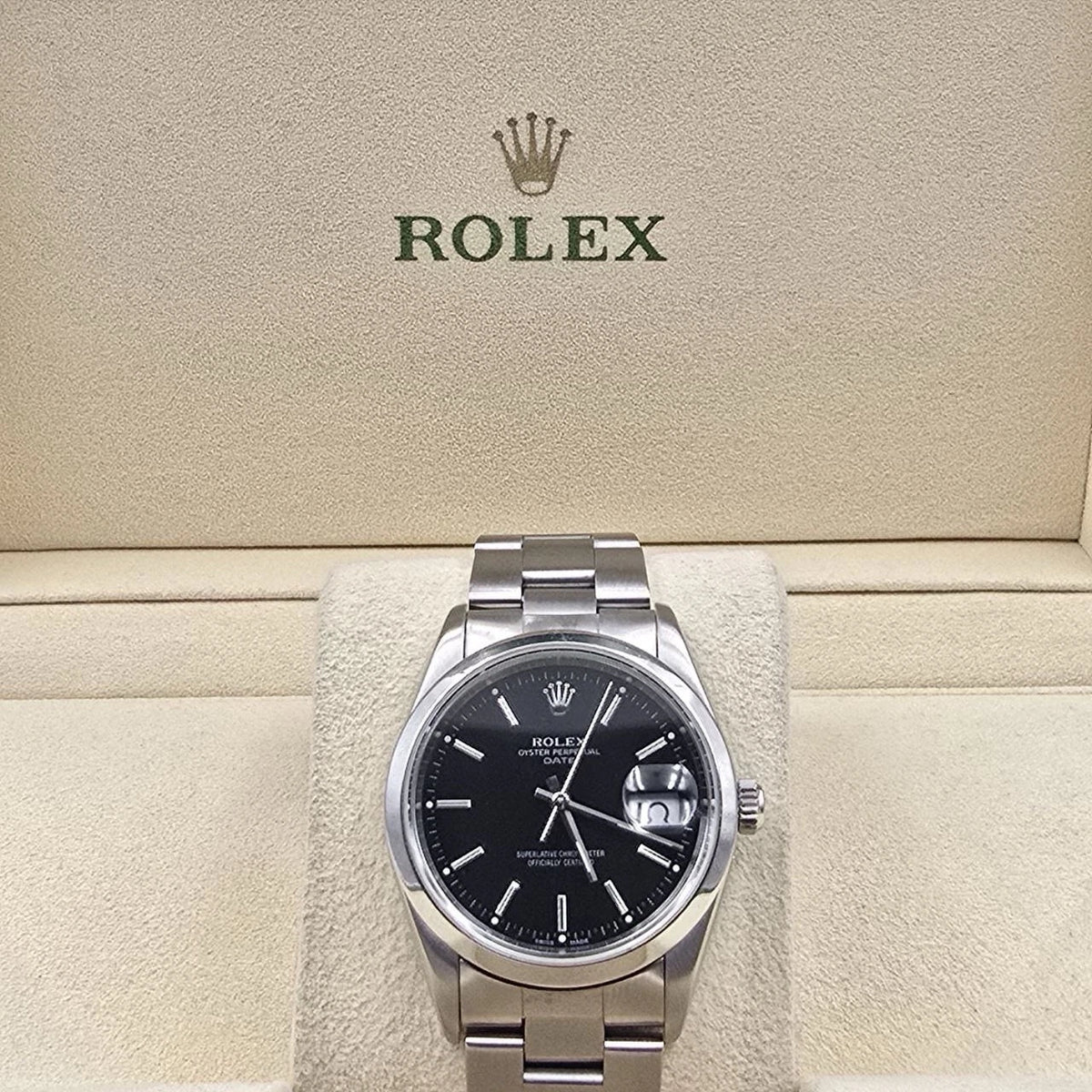 Rolex Oyster Perpetual Date 15200 Stainless Steel Black Dial 34MM Watch