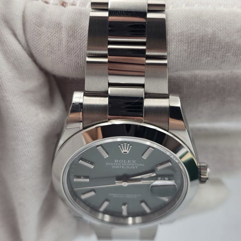 2026 PAPERS Rolex Datejust 41mm 126300 Mint Green Stick Dial Smooth Oyster BOX