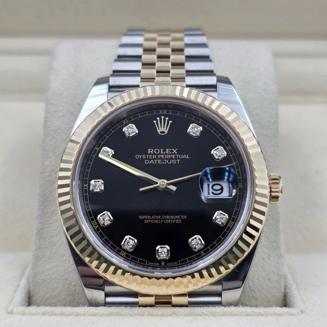 2023 PAPERS Rolex Datejust 41mm 18K TT Black Diamond Dial Jubilee 126333 BOX