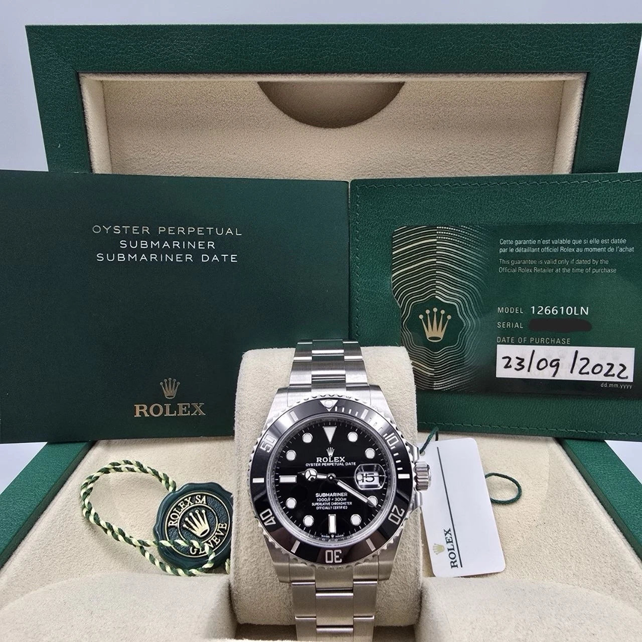 2022 PAPERS Rolex Submariner Date 41mm Black Ceramic 126610LN Watch BOX