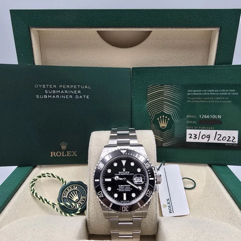 2022 PAPERS Rolex Submariner Date 41mm Black Ceramic 126610LN Watch BOX