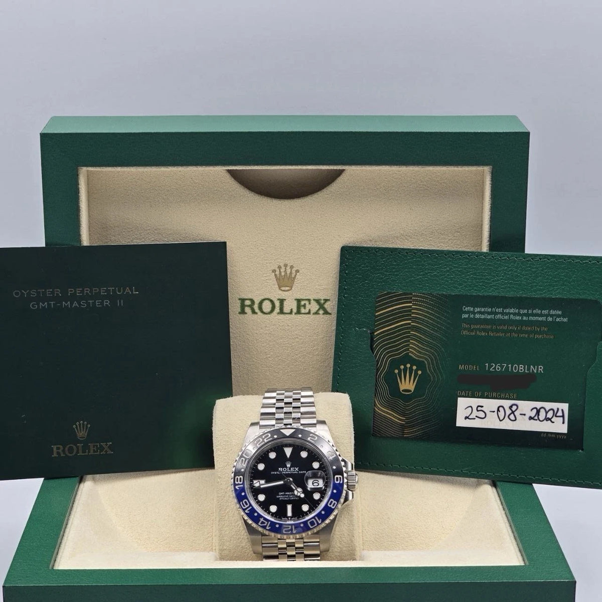 PAPERS 2024 Rolex GMT-Master II BATGIRL Steel JUBILEE 40mm 126710BLNR BOX