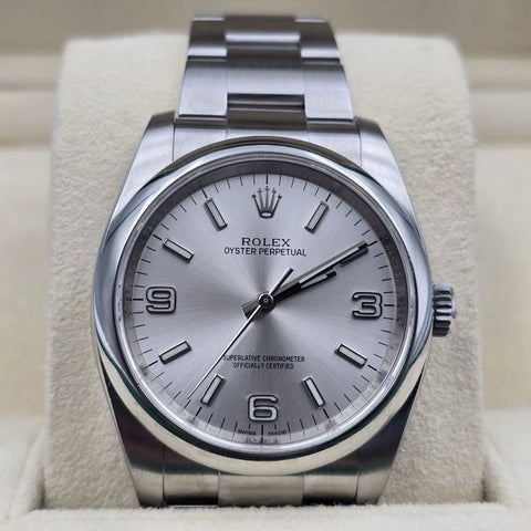 2015 PAPERS Rolex Oyster Perpetual Silver Stick Dial Steel 36mm 116000 BOX