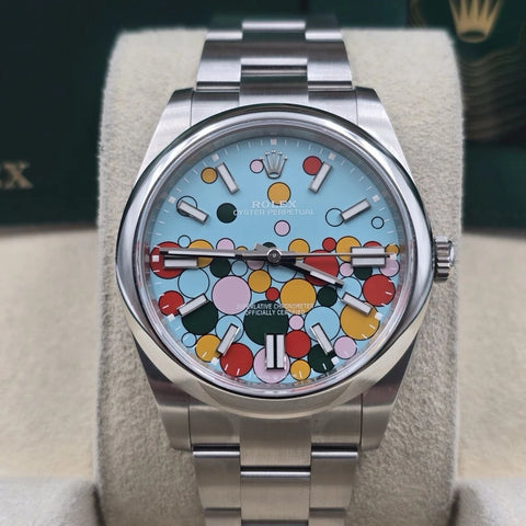 2024 PAPERS Rolex Oyster Perpetual 41mm Celebration Dial Steel 124300 BOX