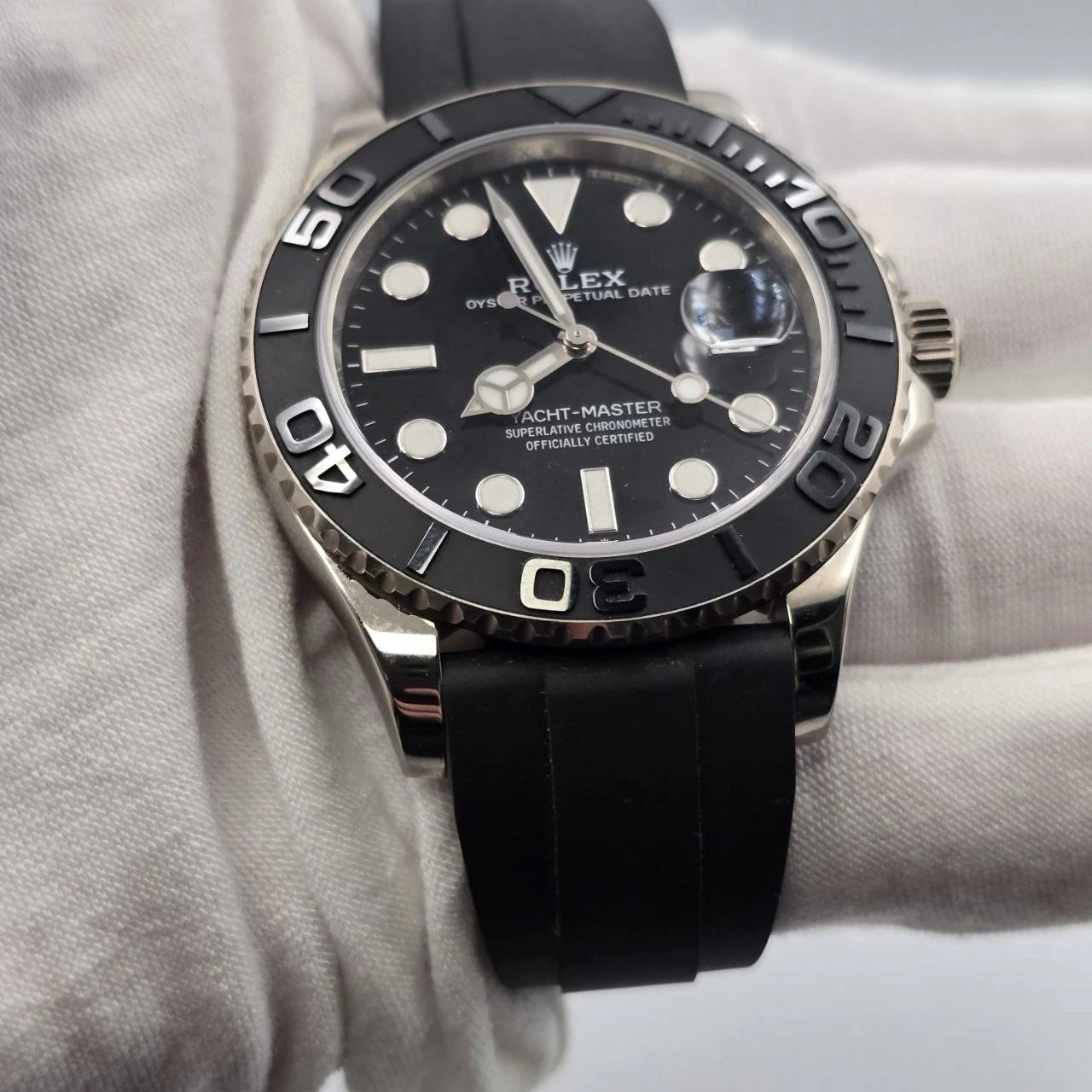 2025 PAPERS Rolex Yacht-Master Black Dial White Gold Oysterflex 42mm 226659 BOX