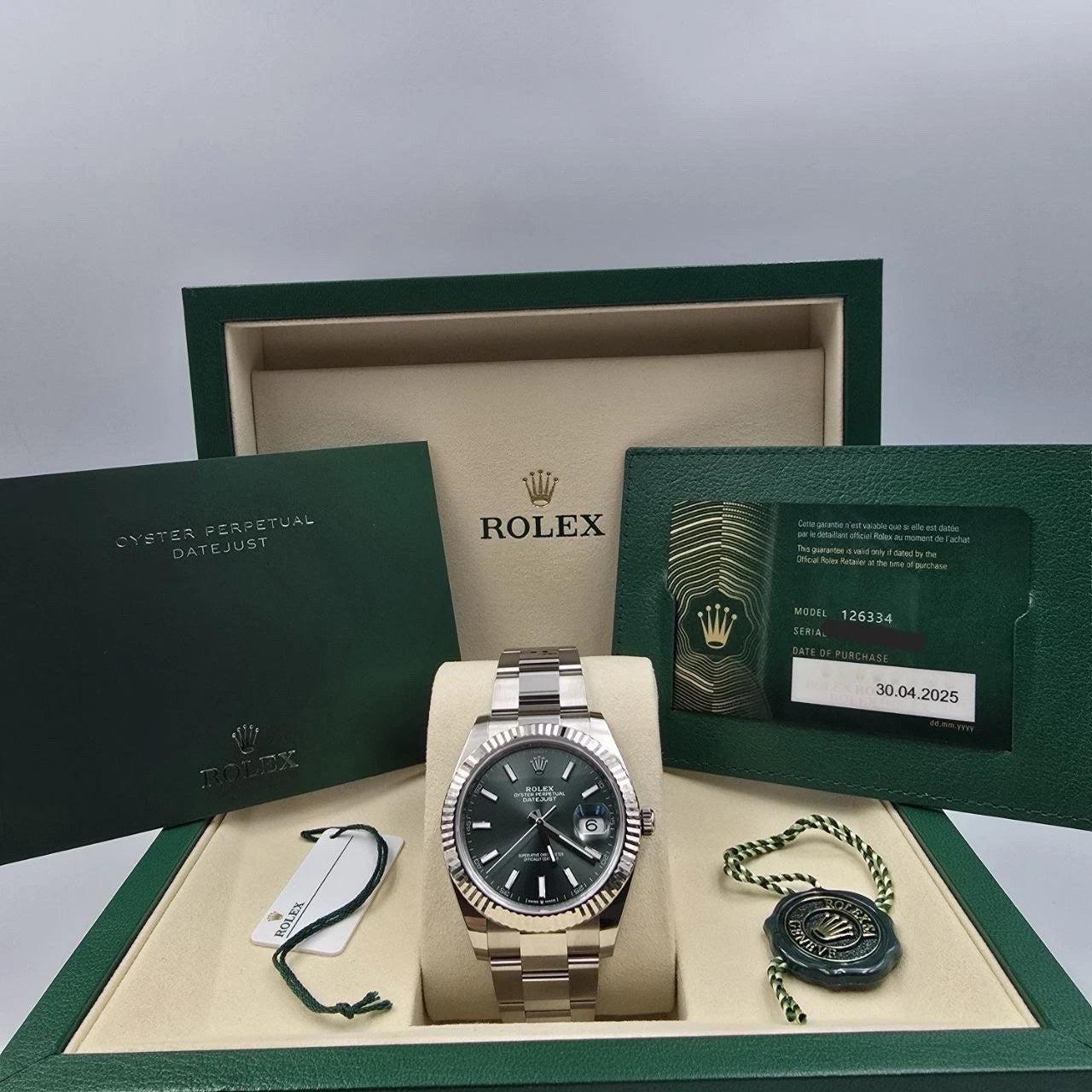 NEW 2025 Rolex Datejust 41mm 126334 Mint Green Oyster Fluted Bezel UNWORN