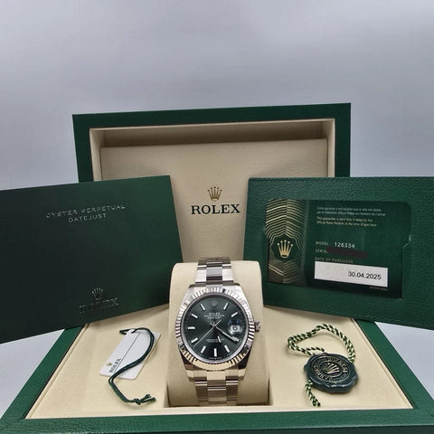 NEW 2025 Rolex Datejust 41mm 126334 Mint Green Oyster Fluted Bezel UNWORN