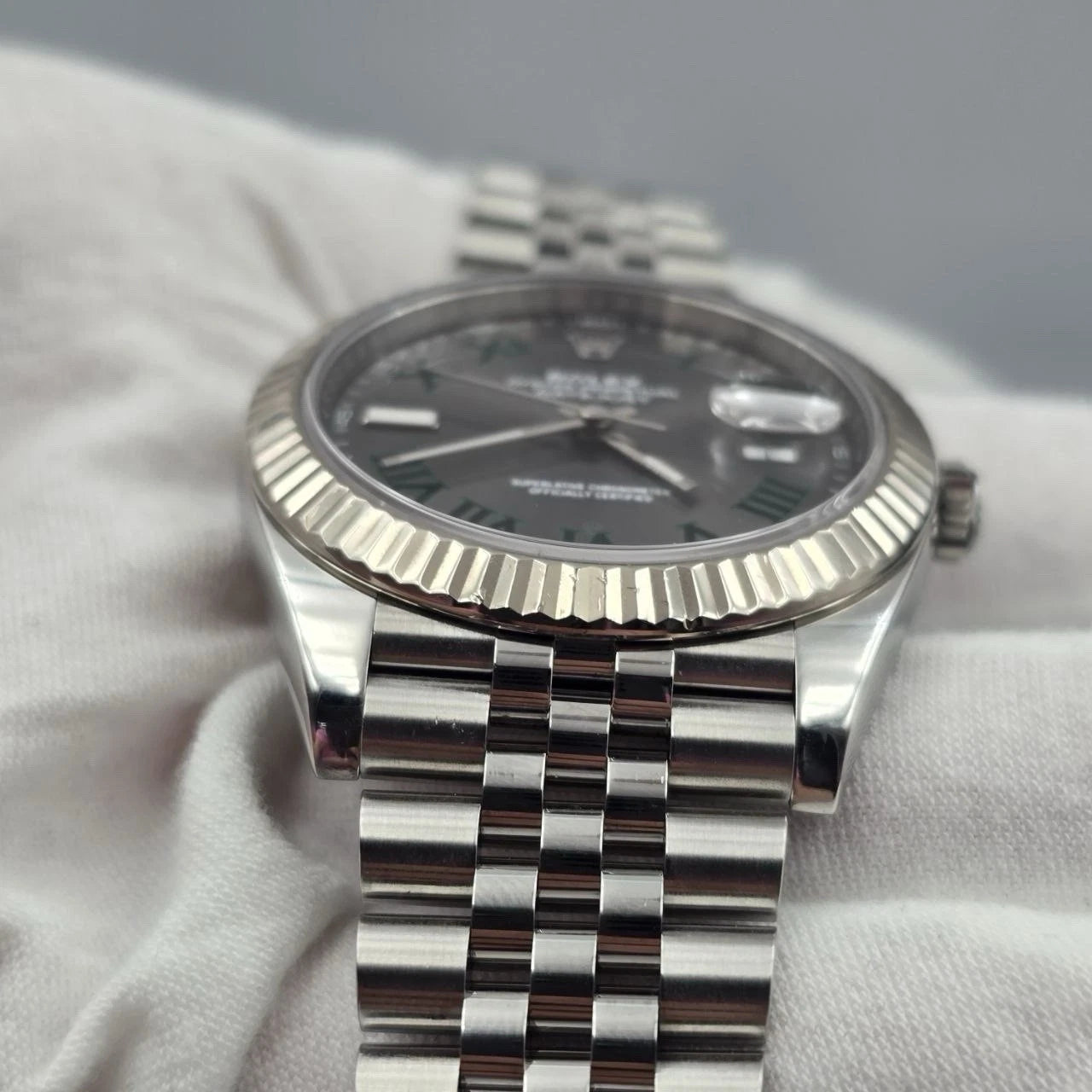 2018 PAPERS Rolex Datejust 41mm Steel Jubilee Gray Wimbledon Dial 126334 BOX